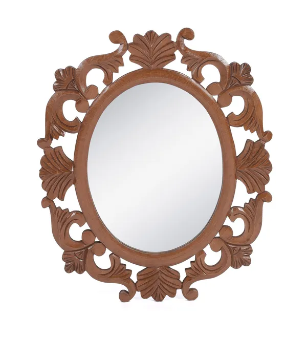 Decorative_&_Hand_Crafted_Wooden_Oval_Shape_Vanity_Wall_Mirror_for_Living_Room,_Bathroom,_Bedroom_(24x20)_Inches