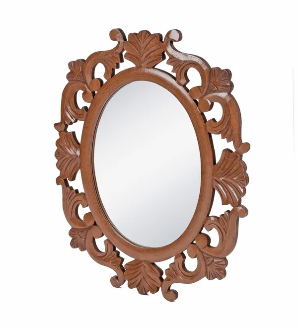 Decorative_&_Hand_Crafted_Wooden_Oval_Shape_Vanity_Wall_Mirror_for_Living_Room,_Bathroom,_Bedroom_(24x20)_Inches