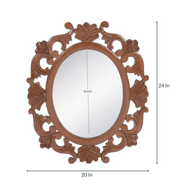 Decorative_&_Hand_Crafted_Wooden_Oval_Shape_Vanity_Wall_Mirror_for_Living_Room,_Bathroom,_Bedroom_(24x20)_Inches