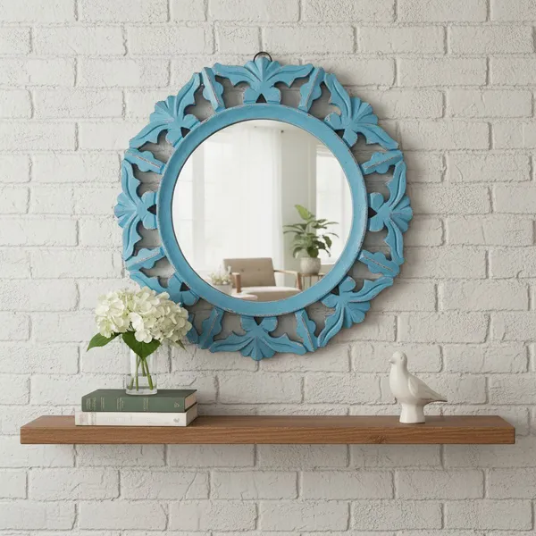 Decorative_&_Handcrafted_Wooden_Wall_Mirror_for_Living_Room,_Bedroom,_Washroom,_Kids_Room,_Office,_11"x11"_(Blue)