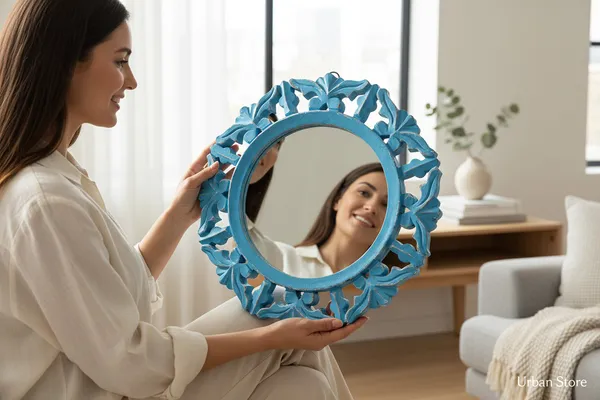 Decorative_&_Handcrafted_Wooden_Wall_Mirror_for_Living_Room,_Bedroom,_Washroom,_Kids_Room,_Office,_11"x11"_(Blue)