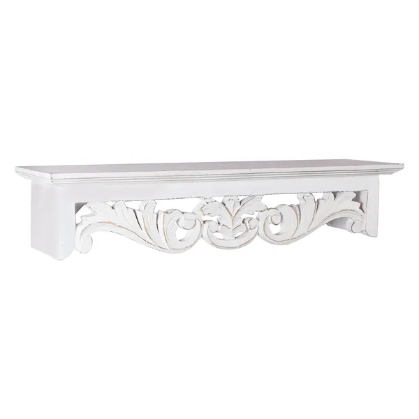 Decorative_and_Handcrafted_Wall_Shelf_for_Living_Room,Study,Bathroom_or_Kitchen_in_Distressed_White_Finish_-_60cm_x_15cm_x_13cm