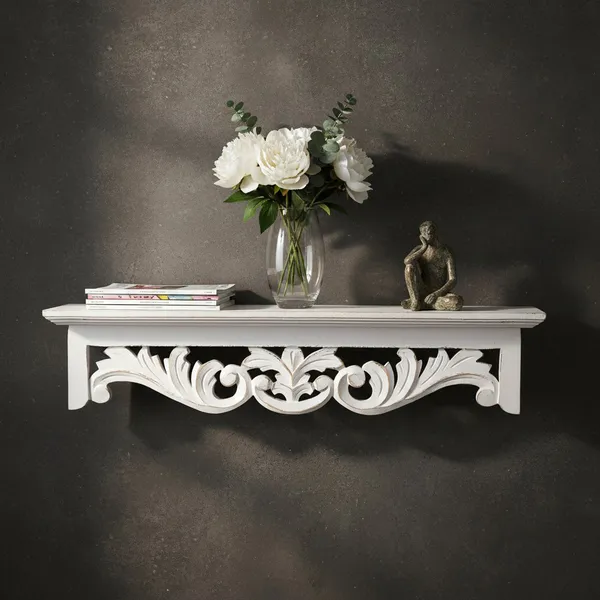 Decorative_and_Handcrafted_Wall_Shelf_for_Living_Room,Study,Bathroom_or_Kitchen_in_Distressed_White_Finish_-_60cm_x_15cm_x_13cm