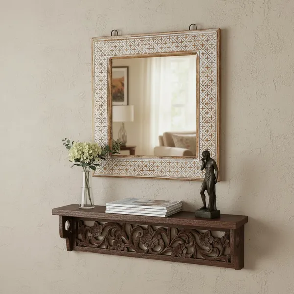 Decorative_&_Handcrafted_Wooden_Wall_Mirror_For_Living_Room,_Bedroom,_Washroom,_Kids_Room,_Office_in_Antique_White_Finish_(_15"x15"_)