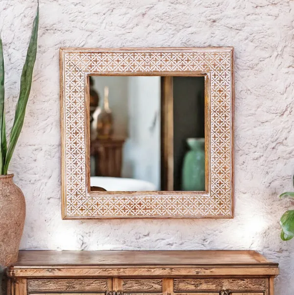 Decorative_&_Handcrafted_Wooden_Wall_Mirror_For_Living_Room,_Bedroom,_Washroom,_Kids_Room,_Office_in_Antique_White_Finish_(_15"x15"_)