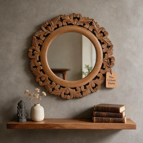 Decorative_Hand_Crafted_Wooden_Round_Shape_Vanity_Wall_Mirror_Glass_for_Living_Room,_Bathroom,_Bedroom_(35x_35_x_1.5_CM)