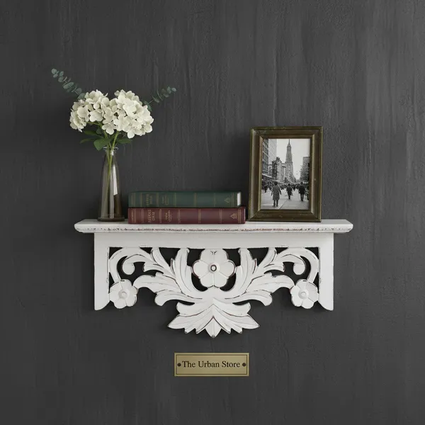 Decorative_and_Handcrafted_Wall_Shelf_for_Living_Room,Study,Bathroom_or_Kitchen_in_Distressed_White_Finish_-_45cm_x_15cm_x_20cm