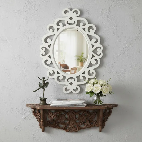 Decorative_&_Hand_Crafted_Wooden_Wall_Mirror_in_Distressed_White_Finish_(45_x_35_cm)
