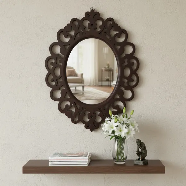 Engineered_Wood_Oval_Decorative_Wall_Mount_Mirror_(18_x_14_inch,_Brown),_Model:_TUS-MR-47