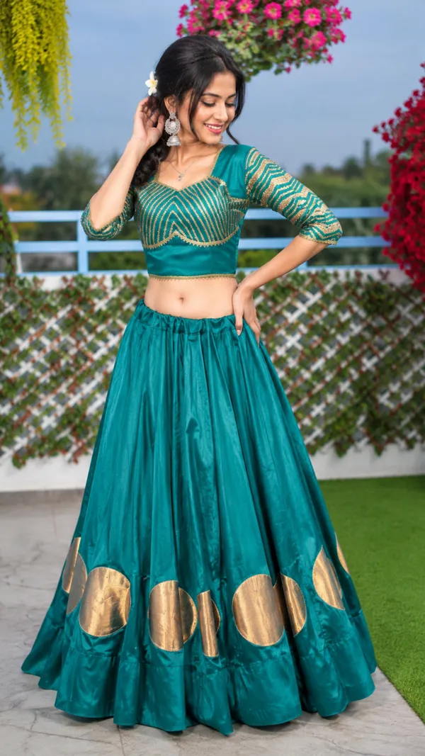 Pure_Roman_Cotton_Fabric_with_Gota_Lehenga_Choli_For_Navratri