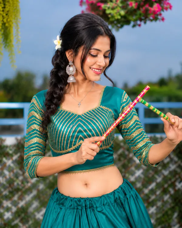 Pure_Roman_Cotton_Fabric_with_Gota_Lehenga_Choli_For_Navratri