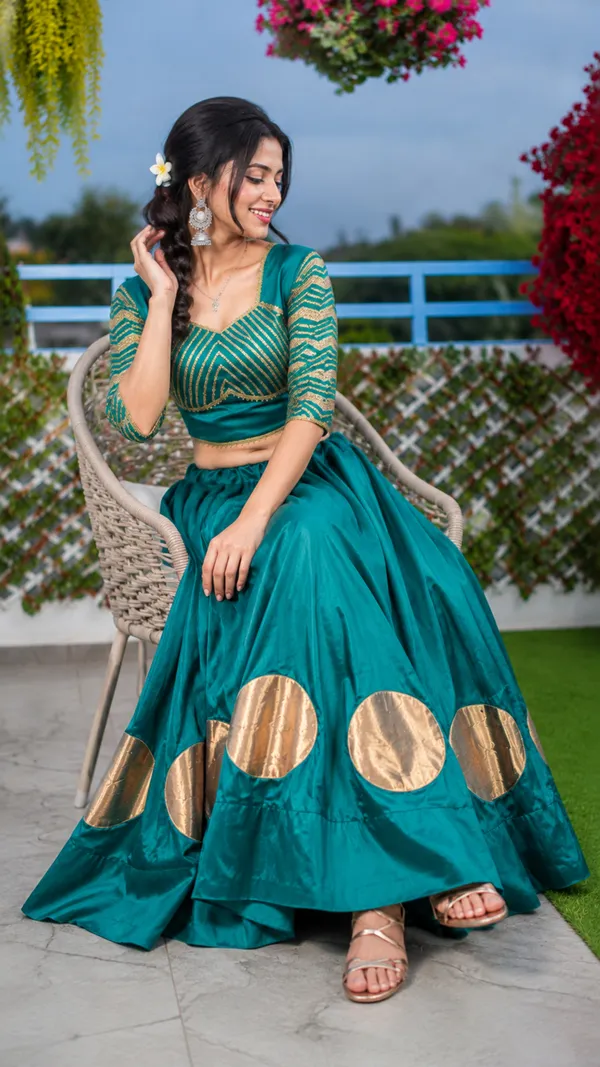 Pure_Roman_Cotton_Fabric_with_Gota_Lehenga_Choli_For_Navratri