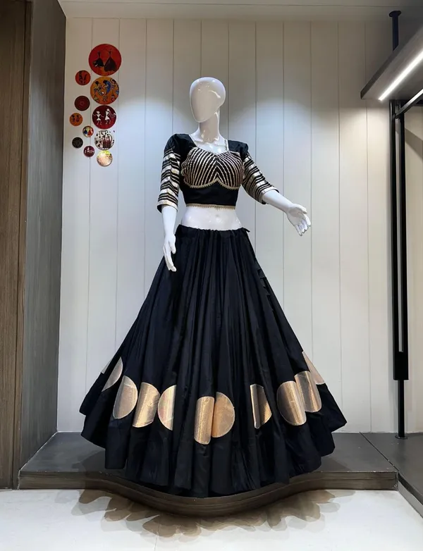 Pure_Roman_Cotton_Fabric_with_Gota_Lehenga_Choli_For_Navratri