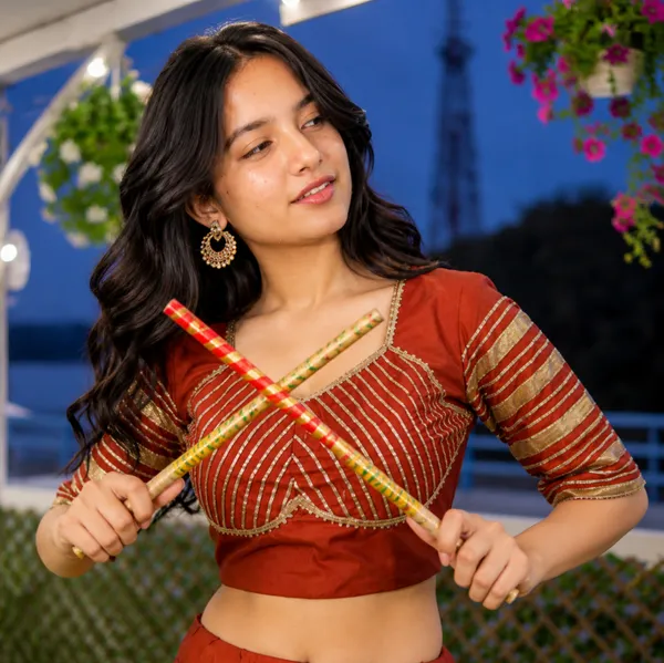 Pure_Roman_Cotton_Fabric_with_Gota_Lehenga_Choli_For_Navratri