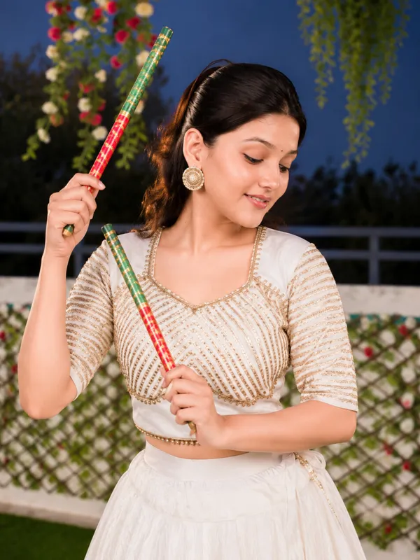 Pure_Roman_Cotton_Fabric_with_Gota_Lehenga_Choli_For_Navratri