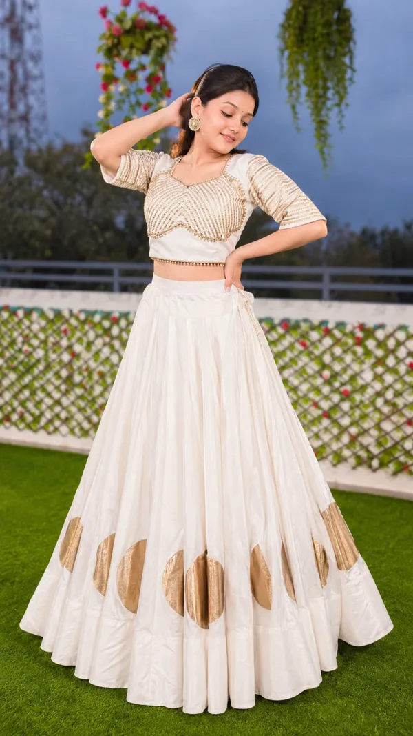 Pure_Roman_Cotton_Fabric_with_Gota_Lehenga_Choli_For_Navratri