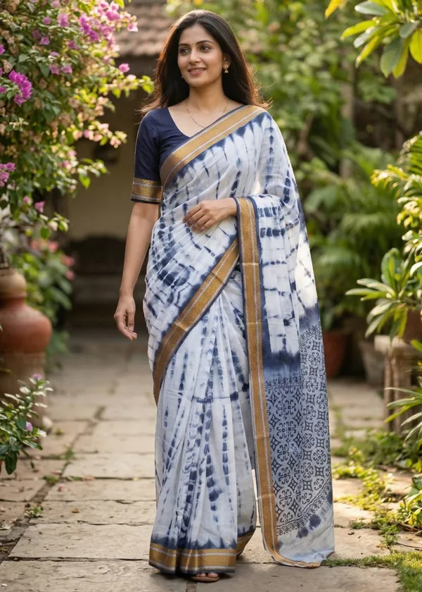 Pure_Mul_Cotton_With_Wining_Bodar_Original_Tie_And_Dye_Saree_With_Hand_Block_pallu