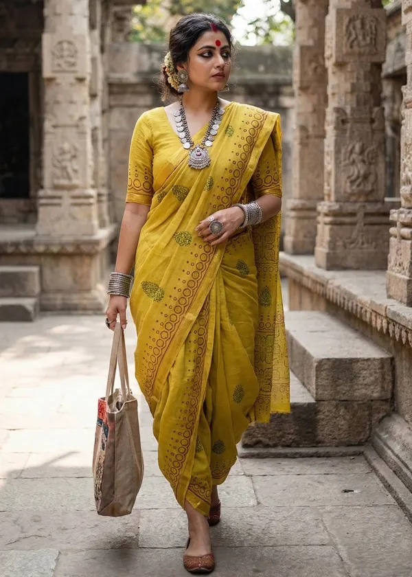 Traditional_Hand_Block_Special_demanding_Natural_Colour_Dye_Sarees_With_Blouse