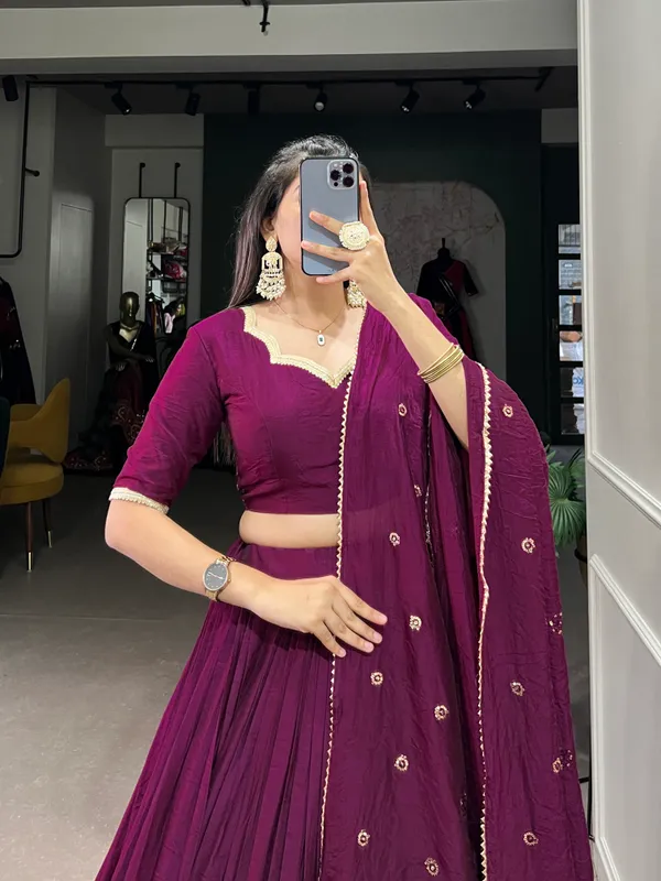 Chanderi_Red_Festival_Wear_Weaving_Readymade_Lehenga_Choli