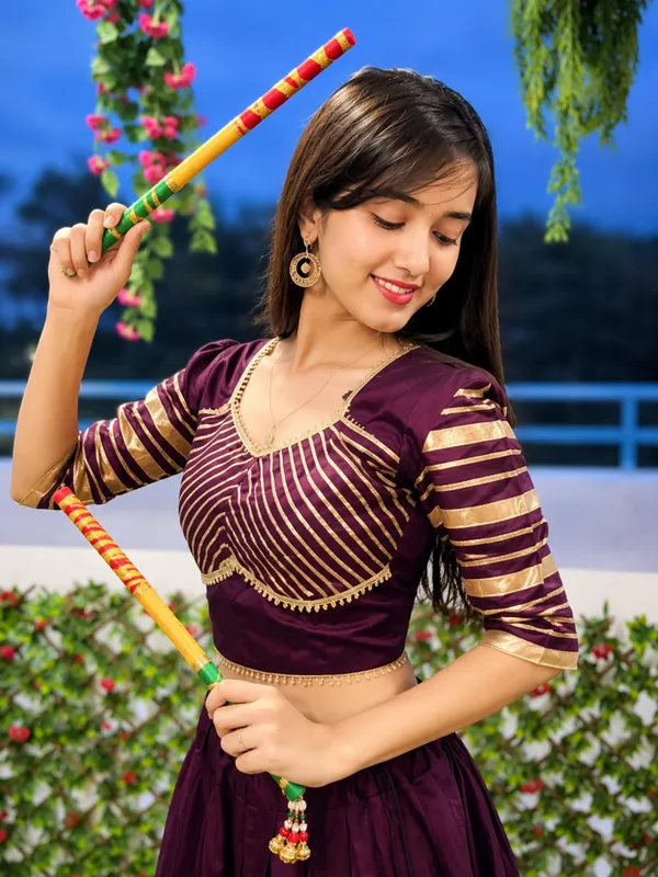 Pure_Roman_Cotton_Fabric_with_Gota_Lehenga_Choli_For_Navratri