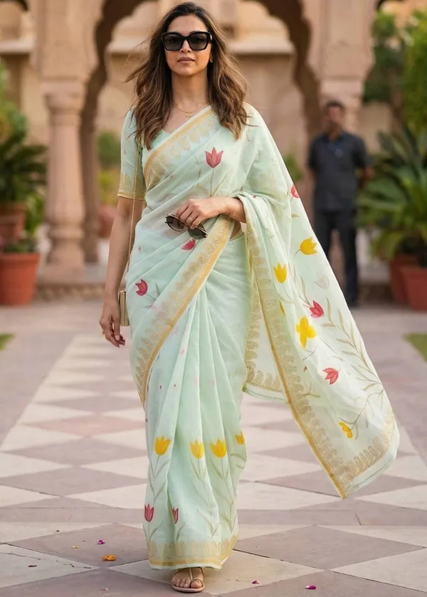 Soft_Maslin_Cotton_With_Hevy_Zari_Bodar_And_Special_demanding_Netural_Colour