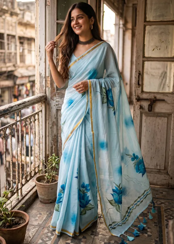 Traditional_3d_Effect_Hand_Paint_Spry_Full_sarees_Nechral_Clour_Dye_Sarees_With_Tusalls