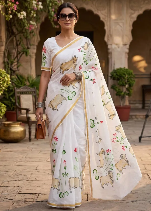 Soft_Maslin_Cotton_With_Hevy_Zari_Bodar_And_Special_demanding_Netural_Colour