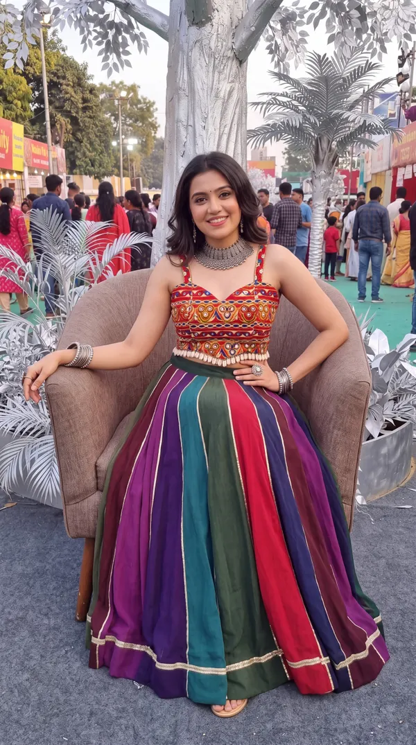 Multi-Color_Georgette_Lehenga_with_Gota_Patti_Border_For_Navratri_Collection