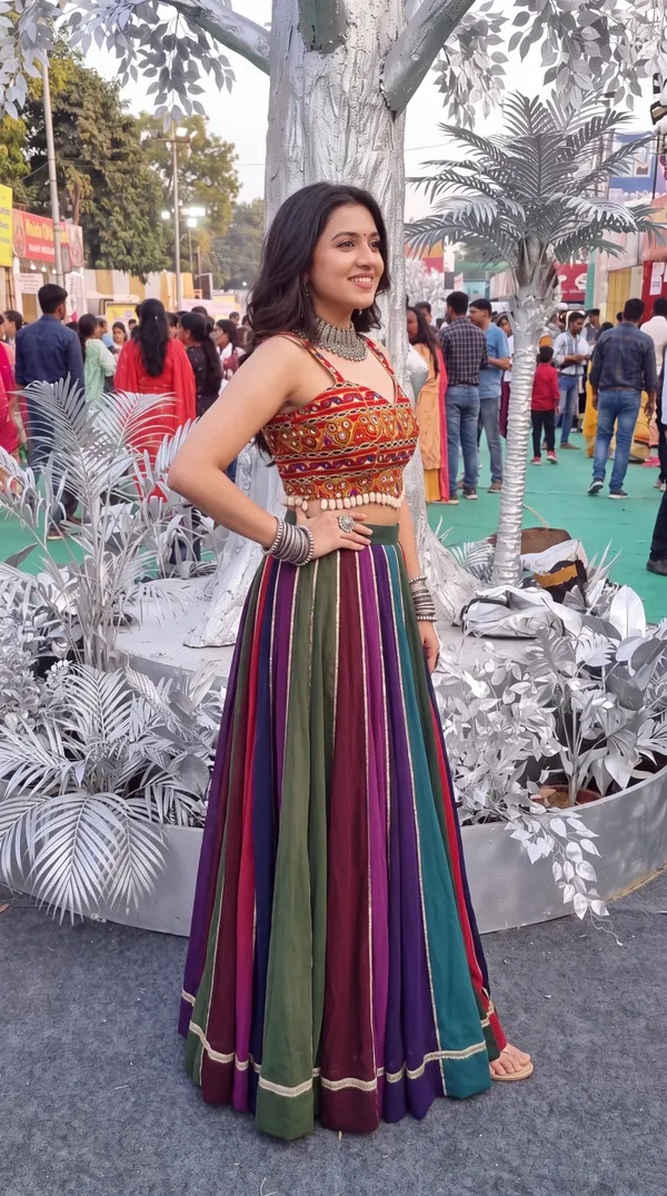 Multi-Color_Georgette_Lehenga_with_Gota_Patti_Border_For_Navratri_Collection