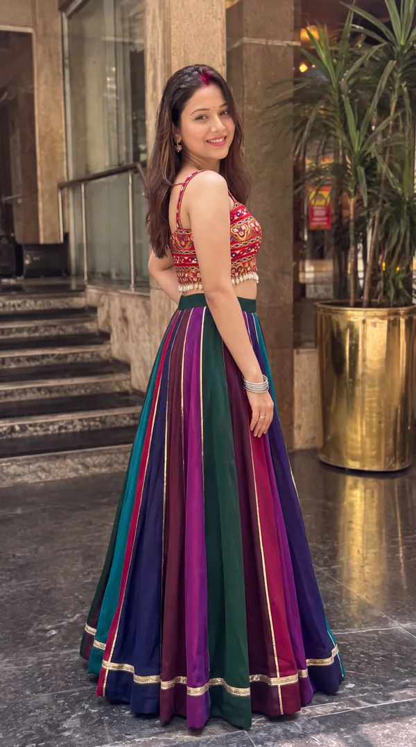 Multi-Color_Georgette_Lehenga_with_Gota_Patti_Border_For_Navratri_Collection