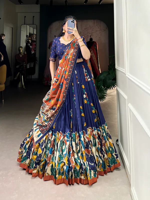 Navy_Blue_Premium_&_Elegant_Dola_Silk_Lehenga_Choli_For_Women