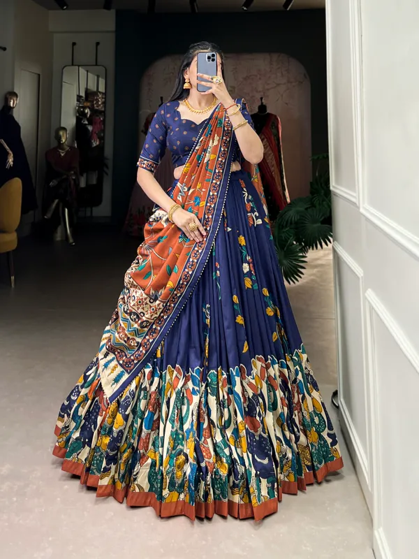 Navy_Blue_Premium_&_Elegant_Dola_Silk_Lehenga_Choli_For_Women
