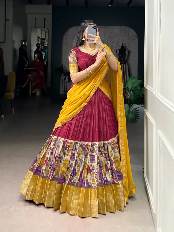 Perfectly_blended_Tussar_silk_lehenga_for_festive_season_to_charm_your_look