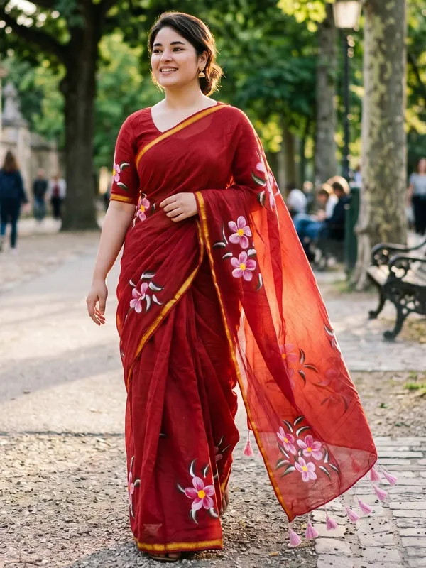 ORIGINAL_HAND_PAINT_NATURAL_COLOUR_SAREES_and_soft_Maslin_Cotton_With_Hevy_Zari_Bodar