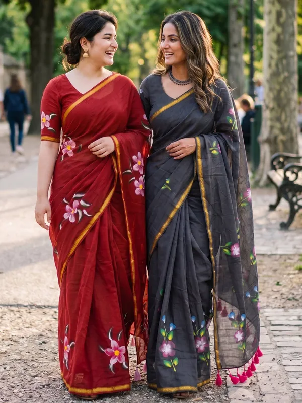 ORIGINAL_HAND_PAINT_NATURAL_COLOUR_SAREES_and_soft_Maslin_Cotton_With_Hevy_Zari_Bodar