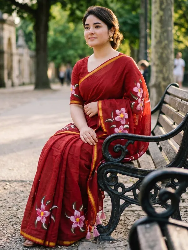 ORIGINAL_HAND_PAINT_NATURAL_COLOUR_SAREES_and_soft_Maslin_Cotton_With_Hevy_Zari_Bodar