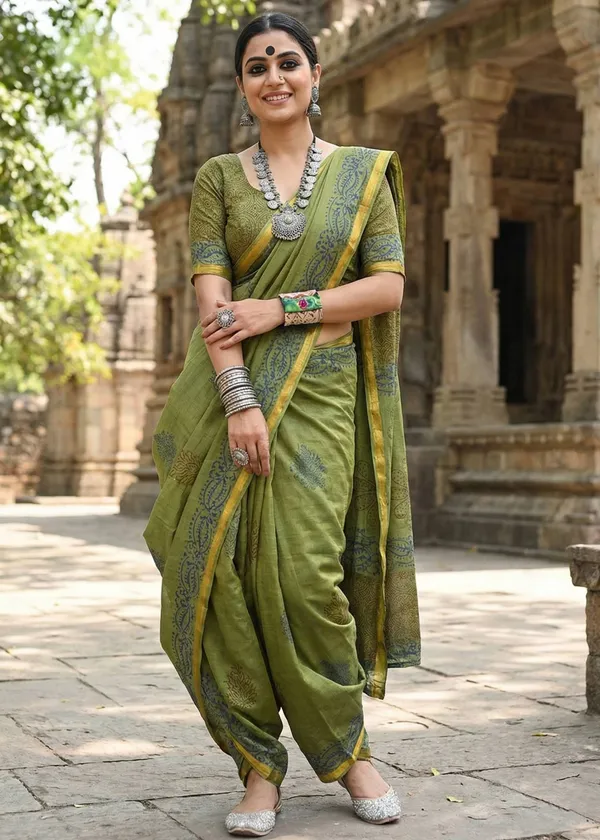 Traditional_Hand_Block_Special_demanding_Natural_Colour_Dye_Sarees_With_Blouse