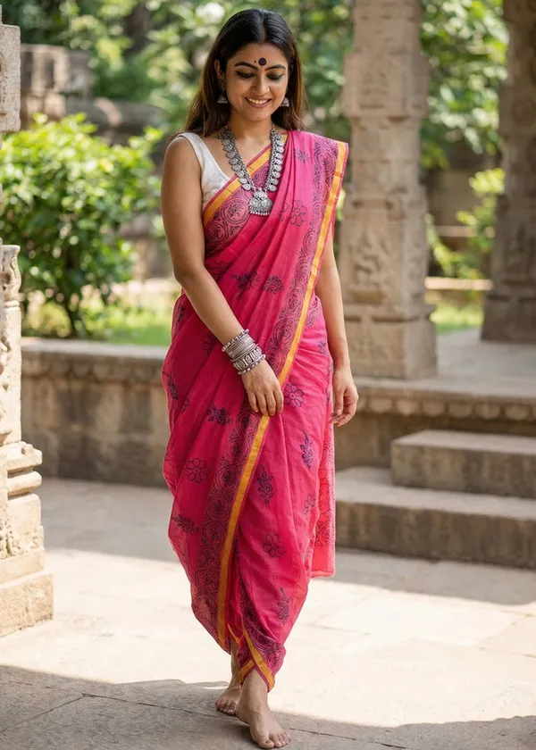 Traditional_Hand_Block_Special_demanding_Natural_Colour_Dye_Sarees_With_Blouse