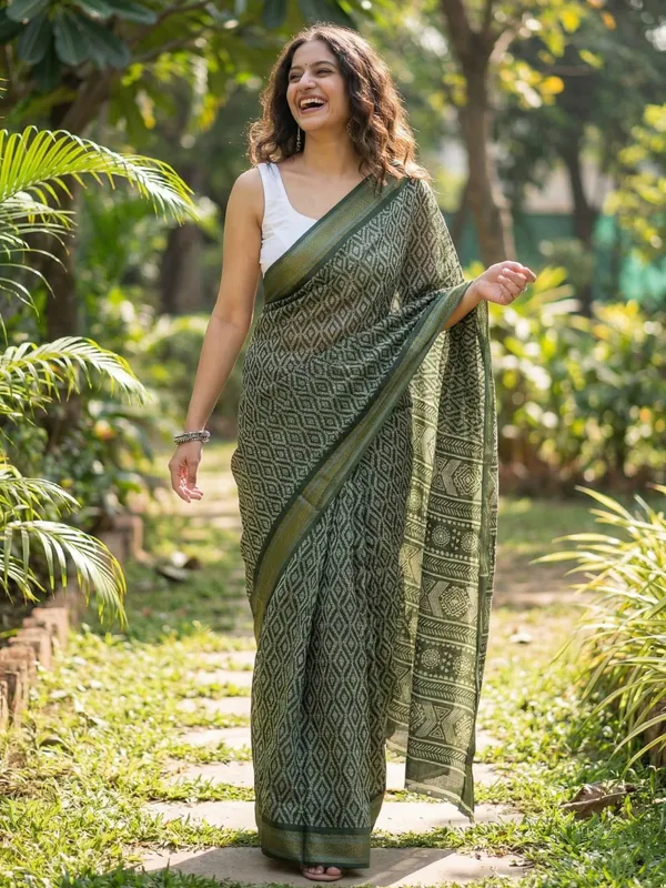 Beutiful_Bagru_Bandhani_Printed_Sarees_With_Blouse_Primum_Mulmul_Cotton_With_Hevy_Zari_Bordar