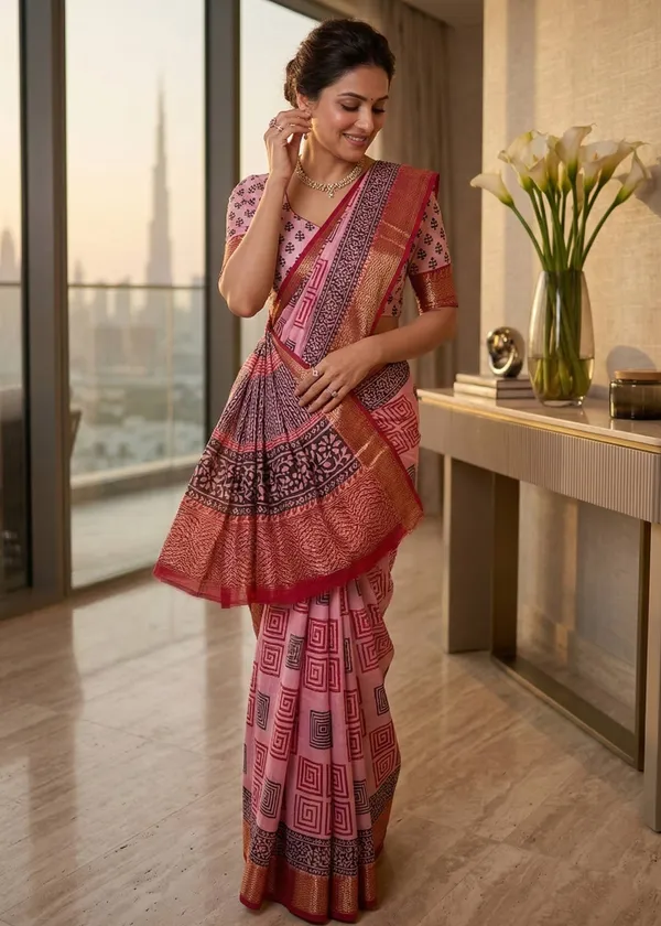 Modern_Sanganeri_Hand_Block_Sutra_Silk_Saree_Muga-Like_Finish_likely_Usually_Lighter_And_Softer_Casual_(originating_in_Rajasthan)