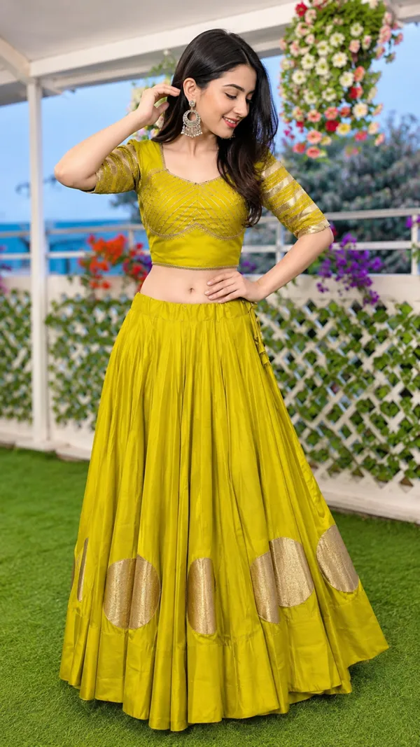 Pure_Roman_Cotton_Fabric_with_Gota_Lehenga_Choli_For_Navratri