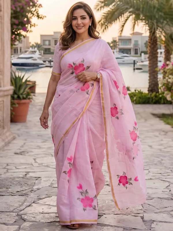 ORIGINAL_HAND_PAINT_NATURAL_COLOUR_SAREES_and_soft_Maslin_Cotton_With_Hevy_Zari_Bodar
