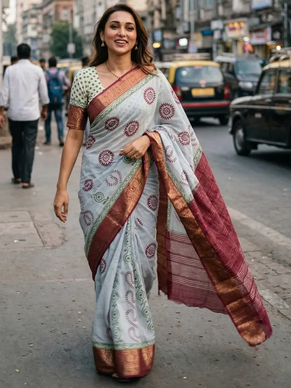 Modern_Sanganeri_Hand_Block_Sutra_Silk_Saree_Muga-Like_Finish_likely_Usually_Lighter_And_Softer_Casual_(originating_in_Rajasthan)