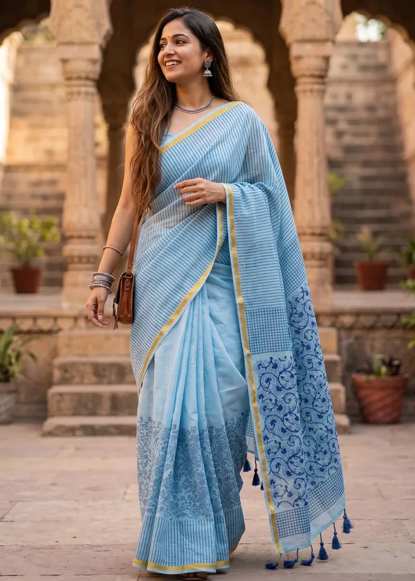 ORIGINAL_HAND_PAINT_NATURAL_COLOUR_SAREES_and_soft_Maslin_Cotton_With_Hevy_Zari_Bodar