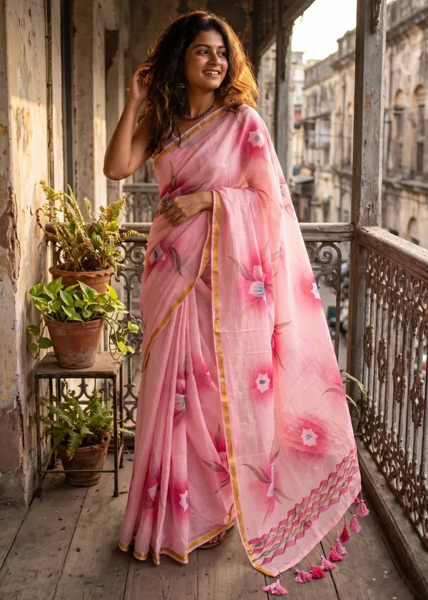 Traditional_3d_Effect_Hand_Paint_Spry_Full_sarees_Nechral_Clour_Dye_Sarees_With_Tusalls