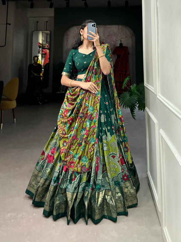 Green_Premium_&_Elegant_Tussar_Silk_Lehenga_Choli_For_Women
