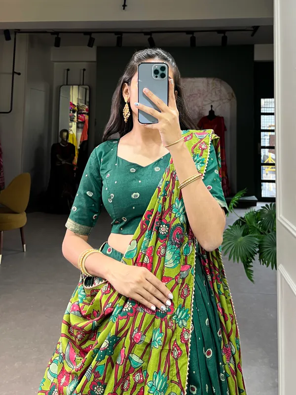 Green_Premium_&_Elegant_Tussar_Silk_Lehenga_Choli_For_Women