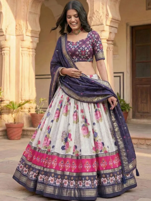 Navratri_Special_Navy_Blue_Color_Patola_Print_Lehenga_Choli