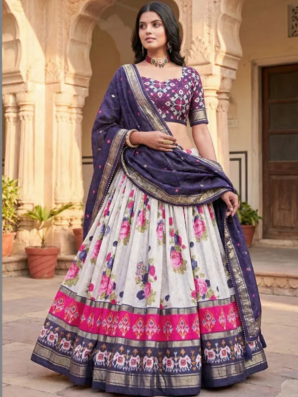 Navratri_Special_Navy_Blue_Color_Patola_Print_Lehenga_Choli