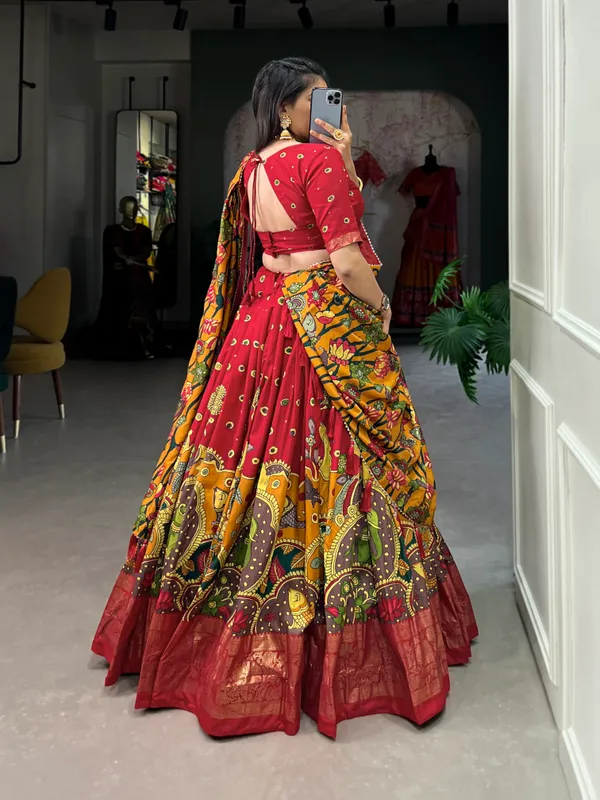 Red_Premium_&_Elegant_Tussar_Silk_Lehenga_Choli_For_Women